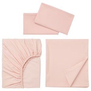 IKEA DVALA Sheet set, light pink, King, (4-Pieces) 100% Cotton NEW
